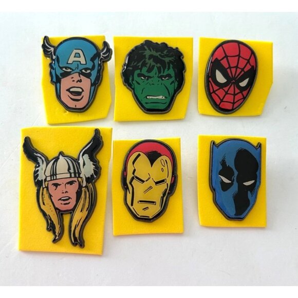 Marvel Superhero Hulk Spider-Man + Enamel Lapel Pins Set Of 6 - Picture 1 of 3